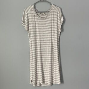 Striped Gray Women's Cotton Dress, L